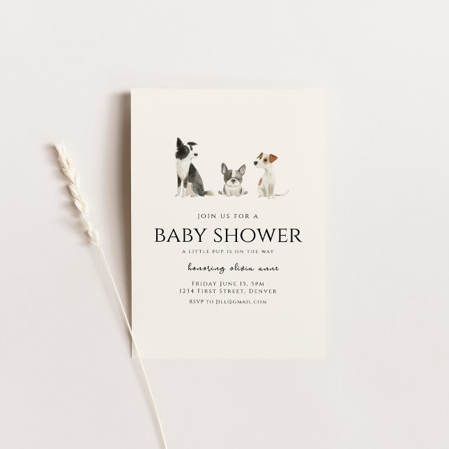 Chien Chiot Thème Baby shower Invitation (Créateur téléchargé)