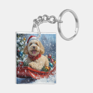 Chien Cockapoo en Traîneau Laissez Tomber la Neige