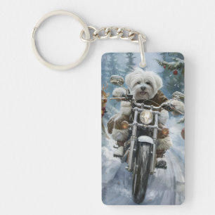 Chien Coton De Tulear à moto Noël