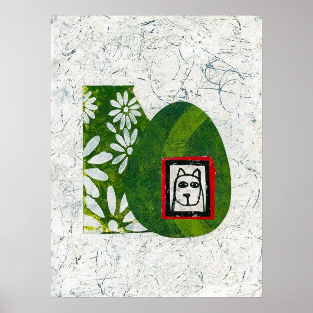 Chien Dans Le Jardin Poster Wall Art (Devant)