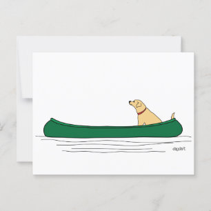 Chien dans une carte postale de canot mobile