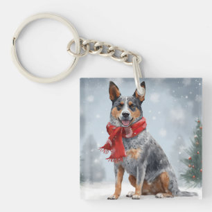 Chien de bétail australien à Noël de neige