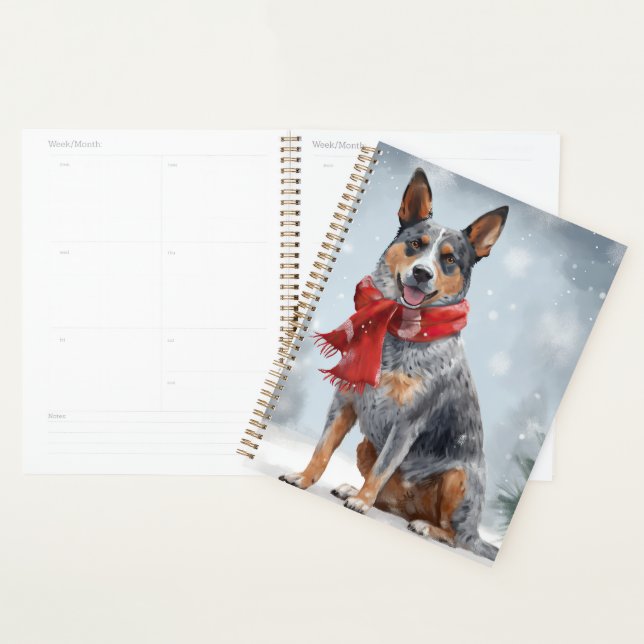 Chien de bétail australien à Noël de neige (Devant avec enveloppe)