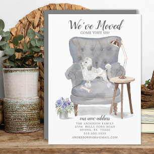 Chien de caniche blanc   Faire-part de déplacement