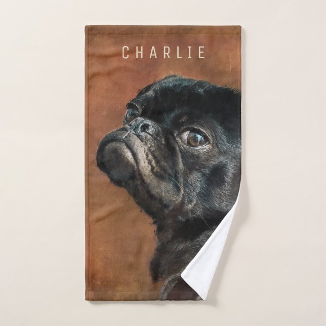 Chien de Carlin noir (Serviette à main)