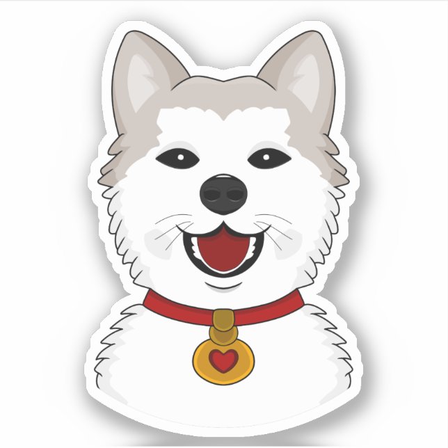Chien de Cartoon Akita - sticker vinyle (Devant)