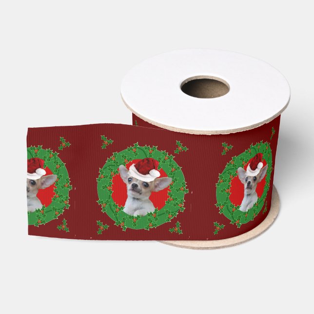 Chien de chiwawa de Noël 3" ruban de gros-grain (Bobine)