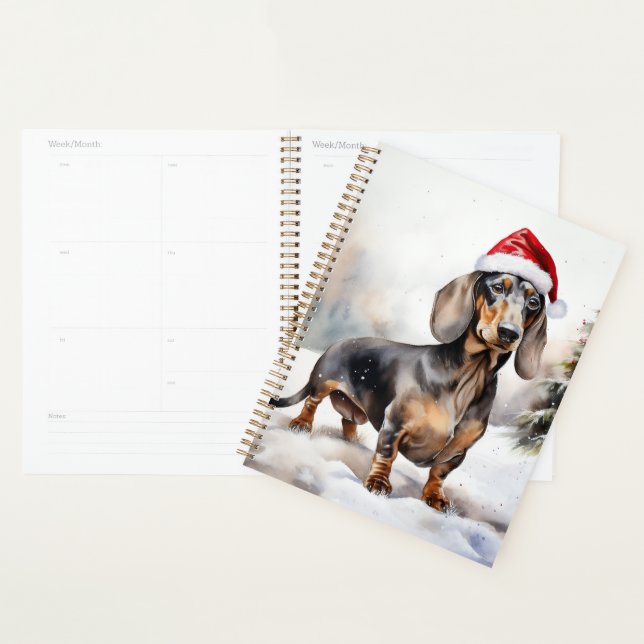 Chien de Dachshund à Noël de neige (Devant avec enveloppe)