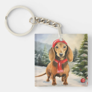 Chien de Dachshund à Noël de neige