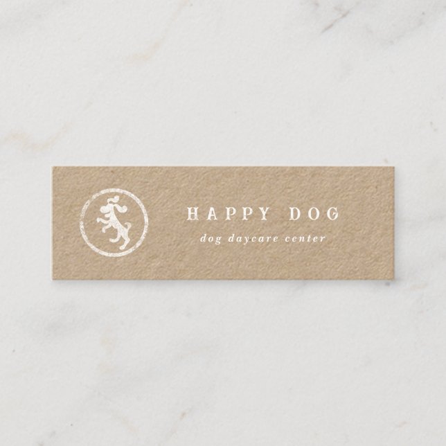 Chien de danse rustique kraft logo mini carte de v (Devant)