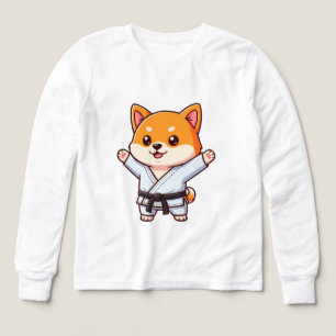 Chien de dessin animé joyeux en gi de karaté