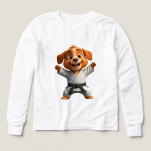 Chien de dessin animé joyeux en gi de karaté