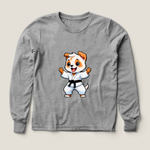 Chien de dessin animé joyeux en gi de karaté