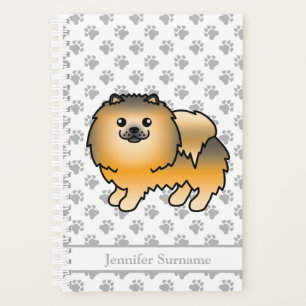 Chien de dessin animé Pomeranian sable orange & Te