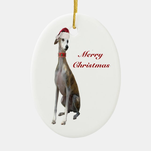 Chien de lévrier de Noël en ornement de casquette (Devant)
