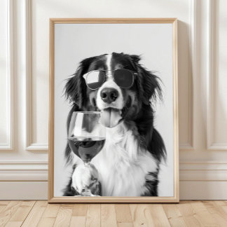 Chien de montagne bernois et art mural vin, noir e