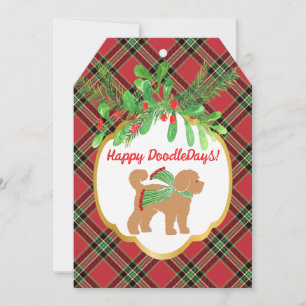 Chien de Noël Doodle Rouge Plaid Carte personnalis