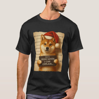 Chien de Noël drôle - T-shirt chapeau de Santa Shi