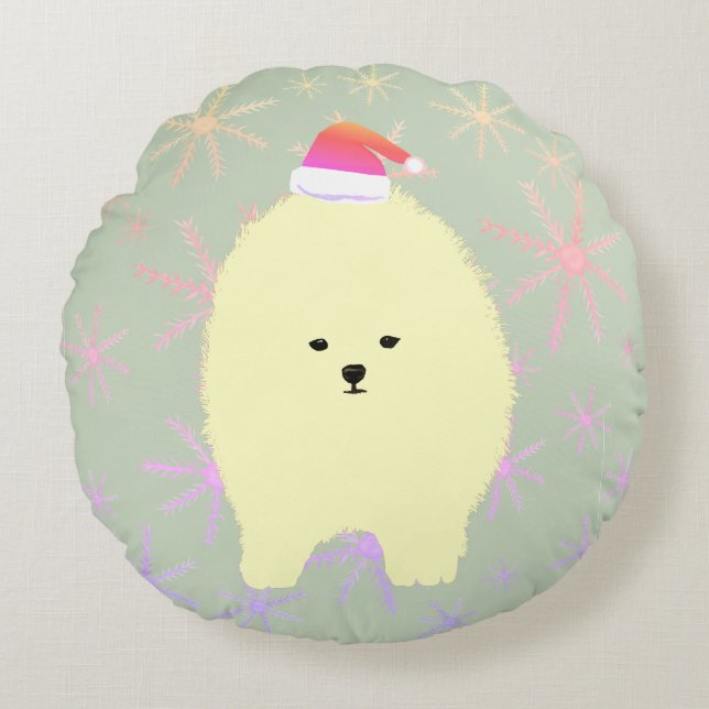 Chien de Poméranie Noël jeter coussin (Devant)