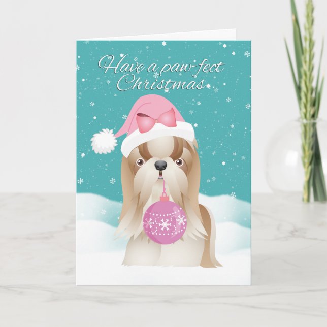 Chien de Shih Tzu dans la carte de Noël de (Devant)