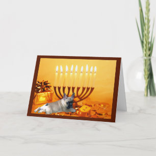 Chien de taule français Chanukah Carte Menorah