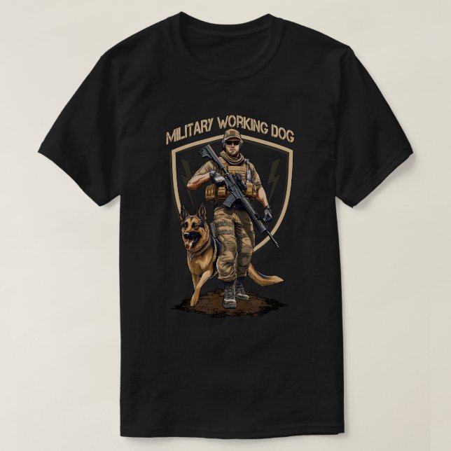 Chien de travail militaire k9 et soldat T-shirt (Design devant)