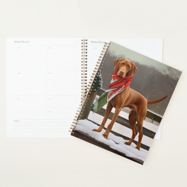 Chien de Vizsla à Noël de neige (Devant avec enveloppe)