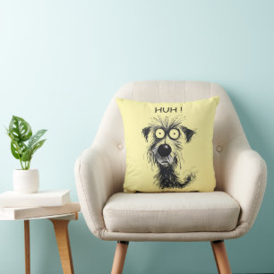 Chien de Whimsical HUH ! Oreiller Drôle Esquisse P