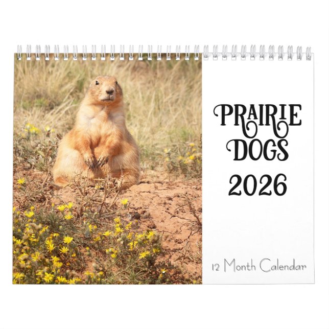 Chien des Prairies 2026 Calendrier des 12 mois (Protection)