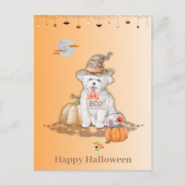 Chien d'Halloween portant la carte de bonbons d'Ha (Devant)