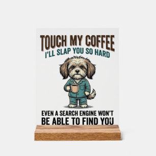 Chien Drôle Café Avertissement Dessin de Gravure V