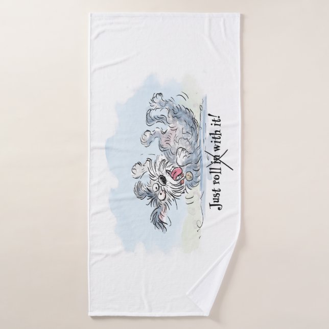 Chien drôle qui roule - Dessin animé (Serviette de bain)