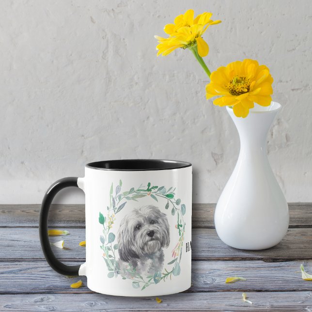 Chien du Havanais blanc Wreath Coffee Mug (Créateur téléchargé)