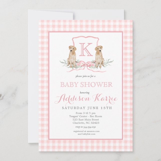 Chien du sud Monogram Crest Baby shower Invitation (Devant)