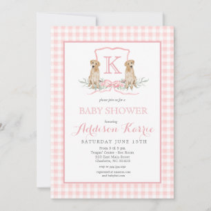 Chien du sud Monogram Crest Baby shower Invitation