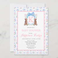 Chien du sud Monogram Crest Baby shower Invitation