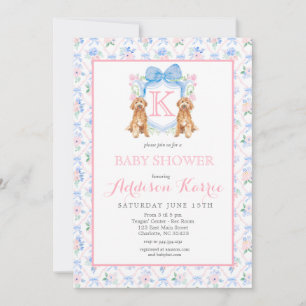 Chien du sud Monogram Crest Baby shower Invitation