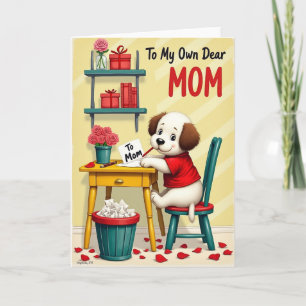 Chien Écrit à Maman Carte