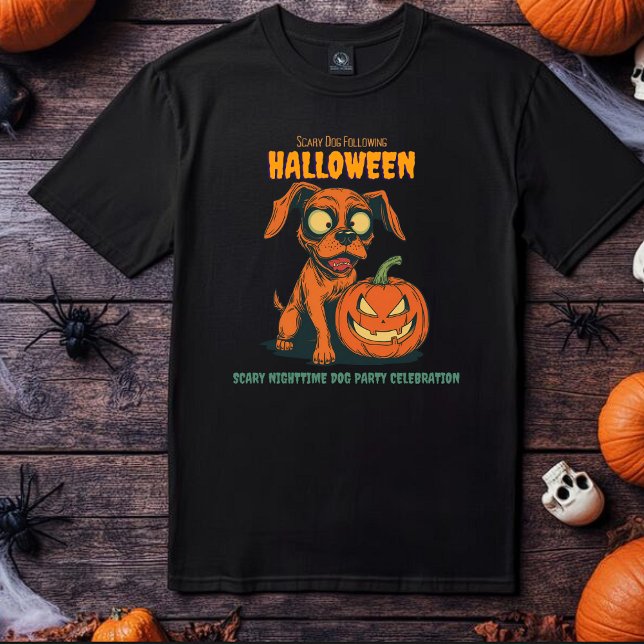 Chien effrayant après t-shirt Halloween, Nuit Éffr (Créateur téléchargé)