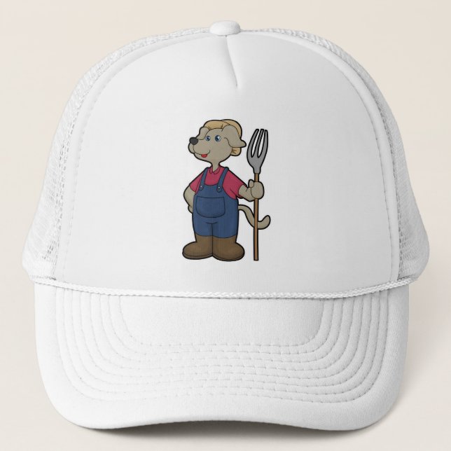 Chien en fermier avec Rake & Casquette (Devant)