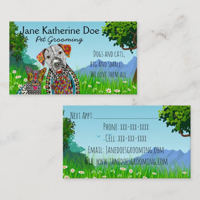 Chien et chat animal de compagnie Grooming Cartes  (Devant / Derrière)