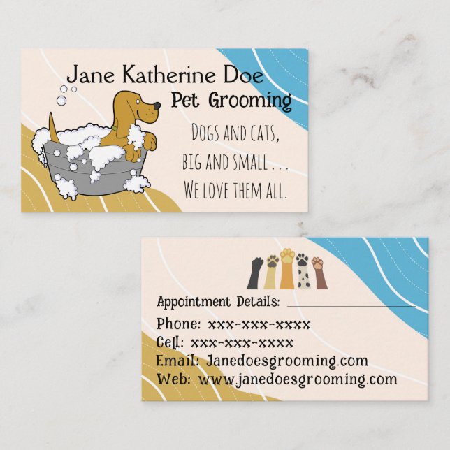 Chien et chat animal de compagnie Grooming Cartes  (Devant / Derrière)
