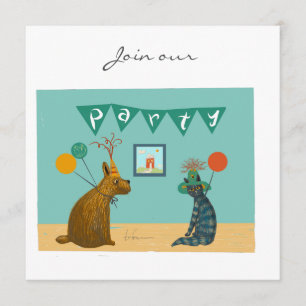 Chien et chat déguisé invitation des casquettes de