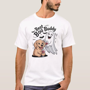 Chien et fantôme buvant du vin. T-Shirt classique