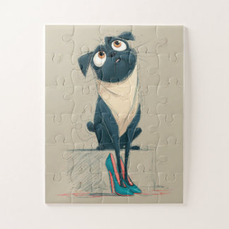 Chien et talons hauts - Puzzle amusant