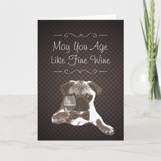 Chien et vin fin Grilles foncées Carte de voeux d' (Devant)