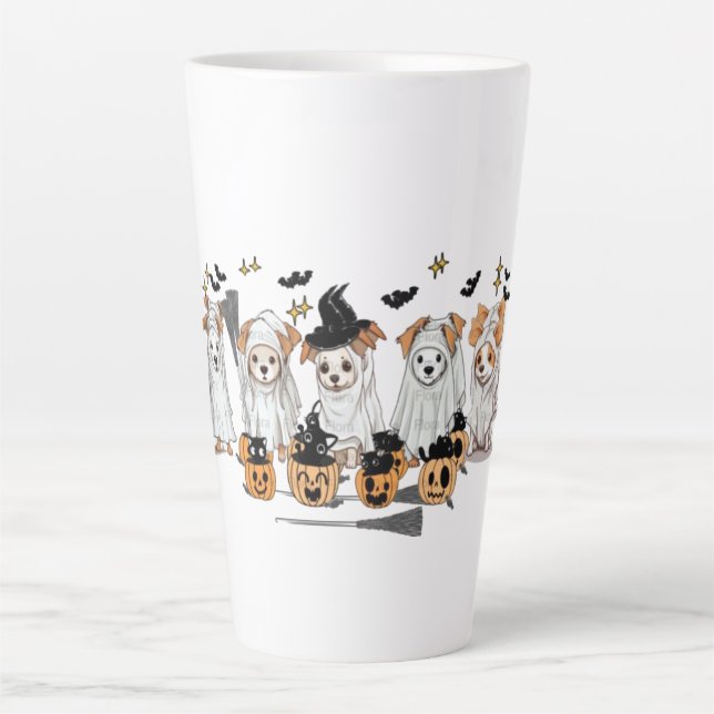 Chien Fantôme Chat Noir Citrouille Halloween Mug L (Devant)