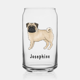 Chien Fawn Pug Mignon Dessin Animé avec Nom Person
