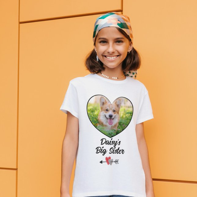 Chien grande soeur photo personnalisée T-Shirt (Créateur téléchargé)