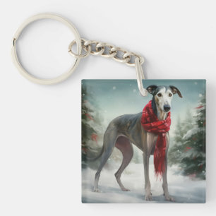 Chien gris à Noël de neige